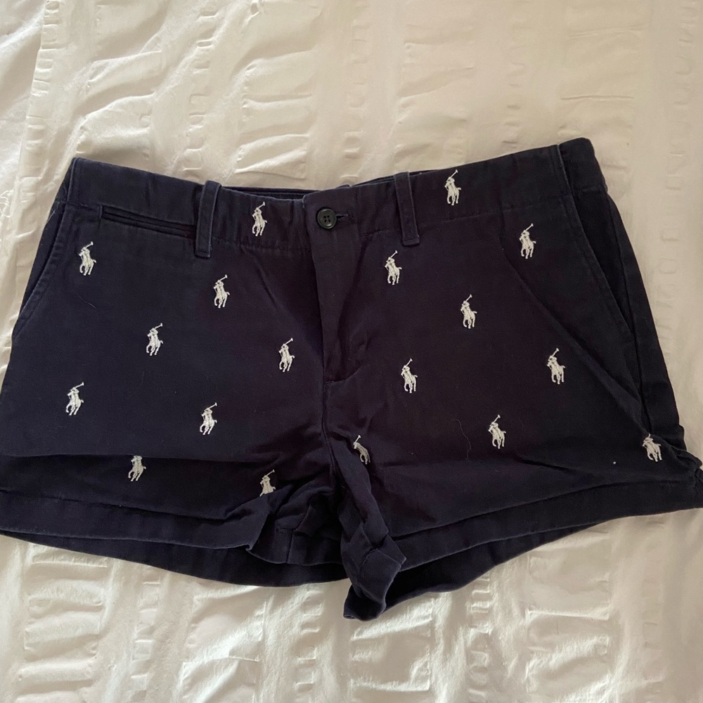 Navy Polo shorts with white logo